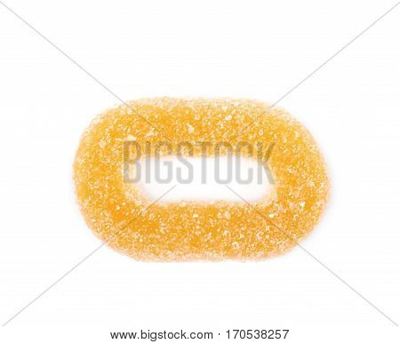 Round sugared sour jelly candy isolated over the white background