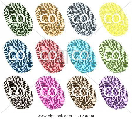 individuelle CO2 fingeraftryk i forskellige farver