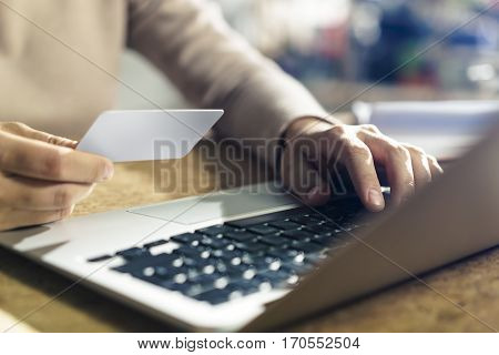 Close Up Of Woman Hand With A Business Card