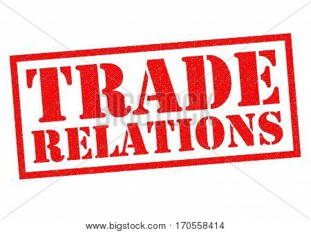 TRADE RELATIONS red Rubber Stamp over a white background.
