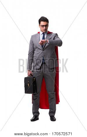 Super hero businessman isolated on white 