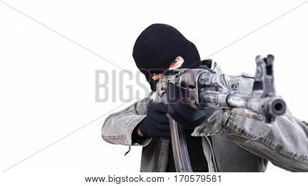 Terrorist With Ak47 Machine Gun