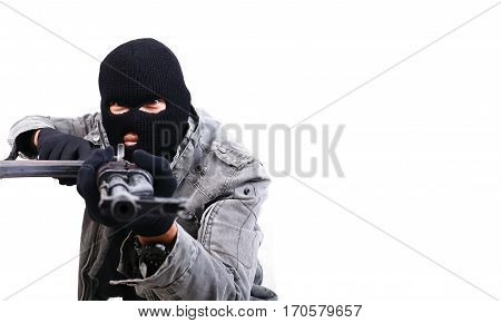Terrorist With Ak47 Machine Gun