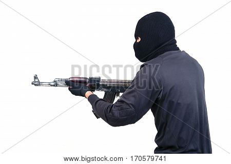 Terrorist With Ak47 Machine Gun