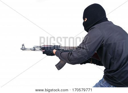 Terrorist With Ak47 Machine Gun