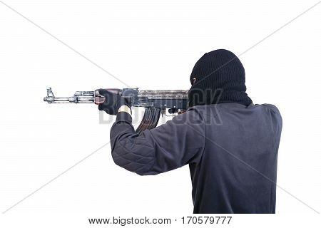Terrorist With Ak47 Machine Gun