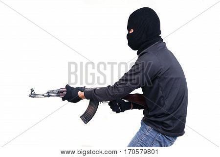 Terrorist With Ak47 Machine Gun