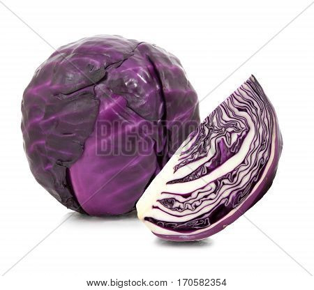beautiful red cabbage isolated on white background