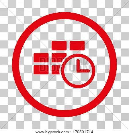 Time Table rounded icon. Vector illustration style is a flat iconic symbol inside a circle, red color, transparent background. Designed for web and software interfaces.