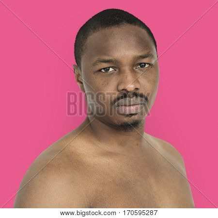 African Descent Man Barechested Studio