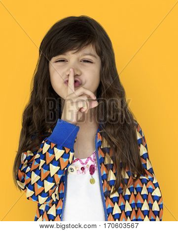 Little Girl Smiling Happiness Quiet Shut Up Secret Shh Portrait