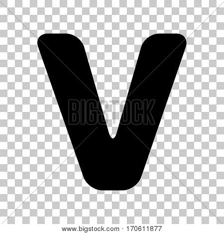 Letter V sign design template element. Black icon on transparent background.