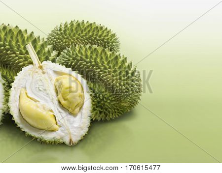 Green durian group on green solid background