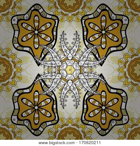 Vector Seamless Ornament In Beige Colors On A White Background. Distressed Damask Seamless Pattern B