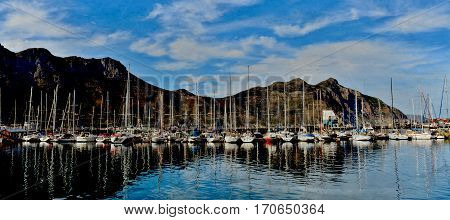 Landscape with Hout Bay Harbour and Beach