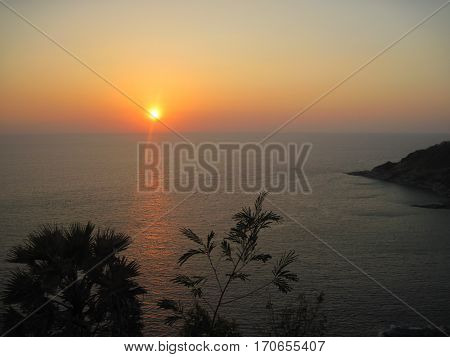 Sunset on the most souhern point of Phuket island Thailand