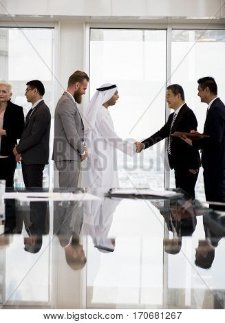 Business Partners Introductionary Handshake Bow