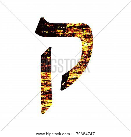 Hebrew letter Kuf. Shabby gold font. The Hebrew alphabet.