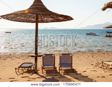 EGYPT, SHARM EL SHEIKH - JULY 19, 2015: Buildings and Area Hotel Jaz Belvedere in Sharm El Sheikh, Popular Center of a Beach Holiday and Diving, Red Sea, Summer, Egypt