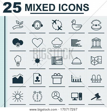 Set Of 25 Universal Editable Icons. Can Be Used For Web, Mobile And App Design. Includes Elements Such As Segmented Bar Graph, Time Management, Wood Pot And More.