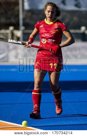 VALENCIA, SPAIN - FEBRUARY 5: Cristina Guinea during Hockey World League Round 2 match between Spain and Czech Republic at Betero Stadium on February 5, 2017 in Valencia, Spain