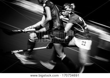 VALENCIA, SPAIN - FEBRUARY 5: Players during Hockey World League Round 2 match between Spain and Czech Republic at Betero Stadium on February 5, 2017 in Valencia, Spain