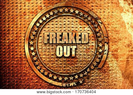 freaked out, 3D rendering, text on metal