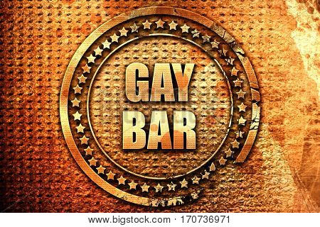 gay bar, 3D rendering, text on metal
