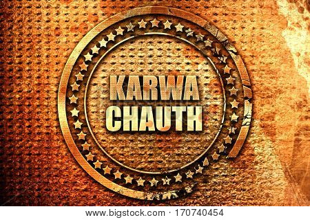 karwa chauth, 3D rendering, text on metal