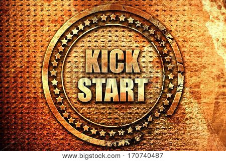 kickstart, 3D rendering, text on metal