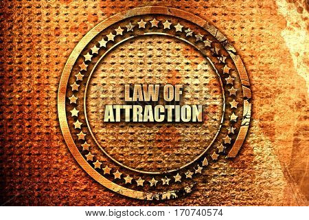 law of attraction, 3D rendering, text on metal
