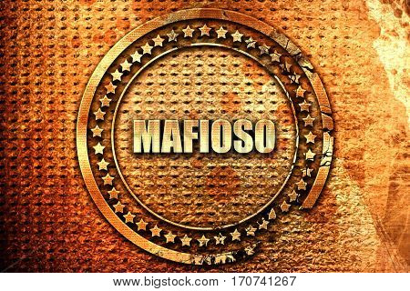 mafioso, 3D rendering, text on metal