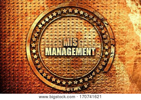 mismanagement, 3D rendering, text on metal