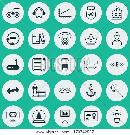 Set Of 25 Universal Editable Icons. Can Be Used For Web, Mobile And App Design. Includes Elements Such As Home Work, Joystick, Telephone And More.