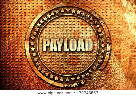 payload, 3D rendering, text on metal