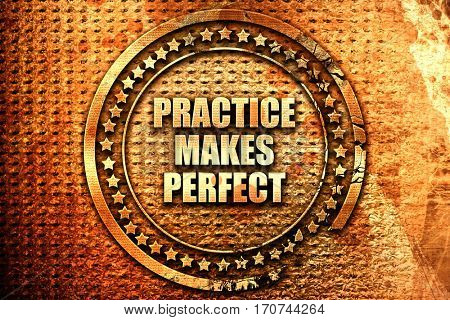 practice makes perfect, 3D rendering, text on metal