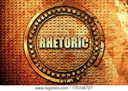 rhetoric, 3D rendering, text on metal