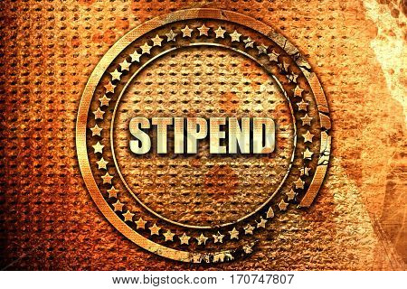 stipend, 3D rendering, text on metal
