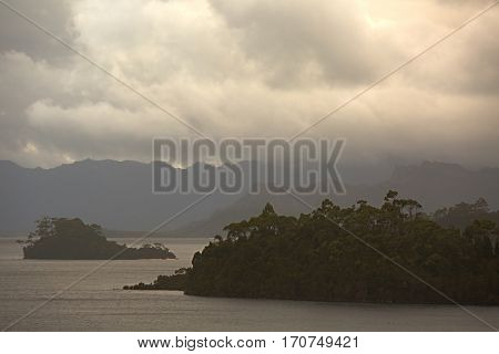 Mysterious lake landscape in Tasmania, Lake Pedder