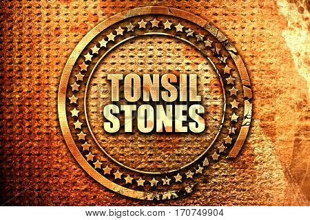 tonsil stones, 3D rendering, text on metal
