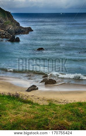 Ocean coast in the north west of Spain, Galicia region, Espasante beach
