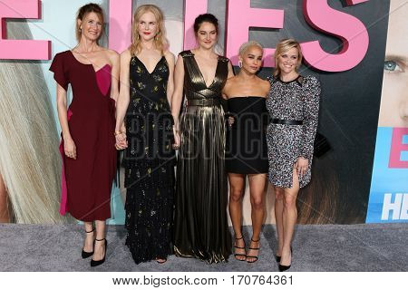 LOS ANGELES - FEB 7:  Laura Dern, Nicole Kidman, Shailene Woodley, Zoe Kravitz, Reese Witherspoon at the 
