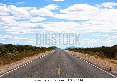 lige vej af ceara state i Brasilien med blå himmel og skyer