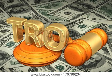 TRO Law Legal Gavel Concept 3D Illustration