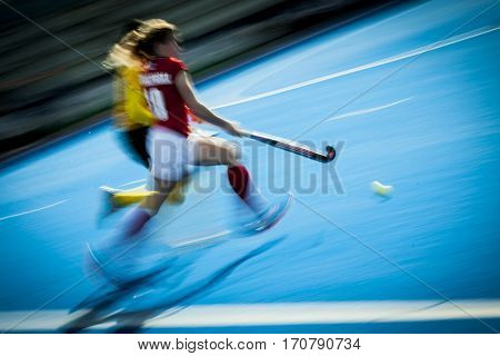 VALENCIA, SPAIN - FEBRUARY 7: Daria Skoraszewska during Hockey World League Round 2 match between Ghana and Poland at Betero Stadium on February 7, 2017 in Valencia, Spain