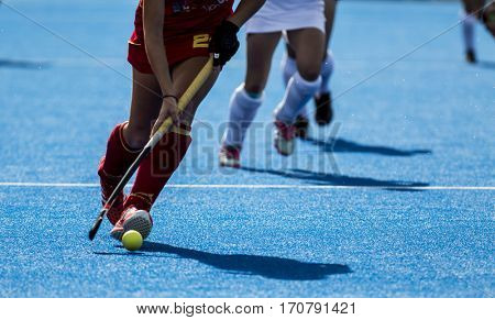VALENCIA, SPAIN - FEBRUARY 7: Spanish player during Hockey World League Round 2 match between Spain and Turkey at Betero Stadium on February 7, 2017 in Valencia, Spain