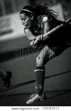 VALENCIA, SPAIN - FEBRUARY 7: Carola Salvatella during Hockey World League Round 2 match between Spain and Turkey at Betero Stadium on February 7, 2017 in Valencia, Spain