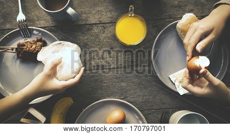 Breakfast Eating Meal Flat Lay Concept