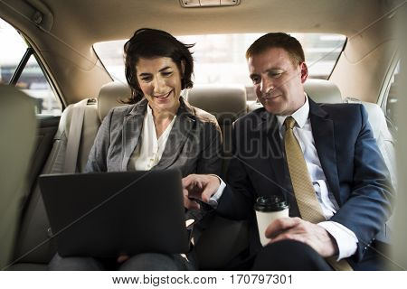 Business People Meeting Working Car Inside