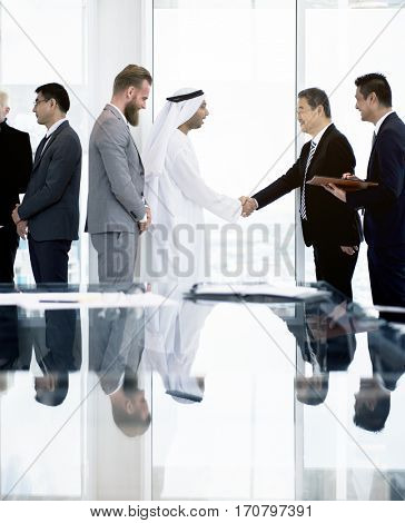 Business Partners Introductionary Handshake Bow